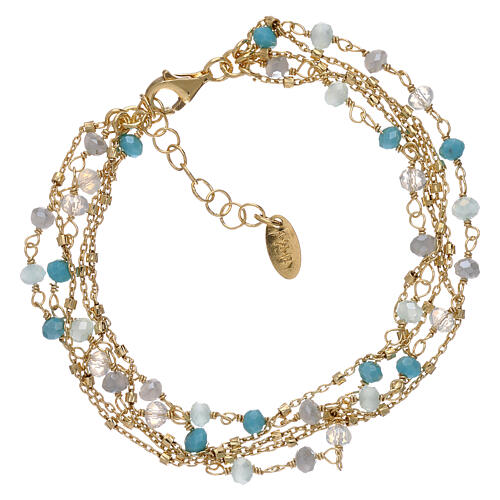 AMEN gold 925 silver bracelet with blue crystal 1