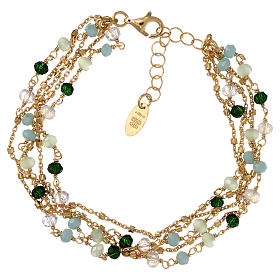 Bracciali AMEN: Bracciale argento 925 col oro cristalli verdi AMEN 