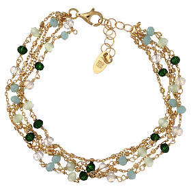 Bracciali AMEN: Bracciale argento 925 col oro cristalli verdi AMEN 