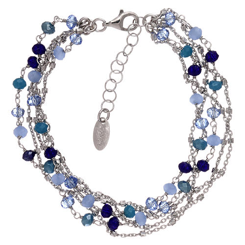 Bracelet AMEN argent 925 et cristaux nuances bleu 1