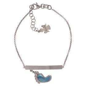AMEN bracelet in 925 silver with foot-shaped pendant in blue mother-of-pearl