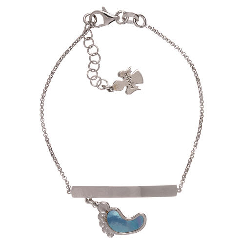 AMEN bracelet in 925 silver with foot-shaped pendant in blue mother-of-pearl 1