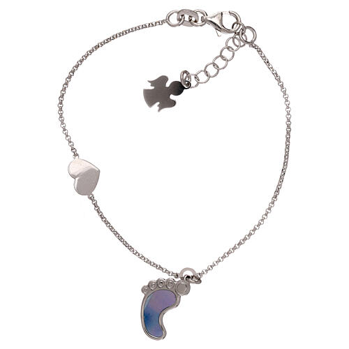 AMEN bracelet with foot charm mother of pearl blue shades 925 silver 1