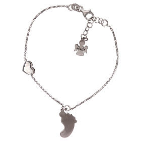 AMEN bracelet in 925 silver with foot-shaped pendant in pink mother-of-pearl