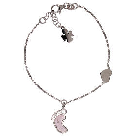 AMEN bracelet with pink foot charm mother of pearl 925 silver