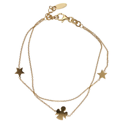 Bracelet argent 925 doré étoiles et ange AMEN 2