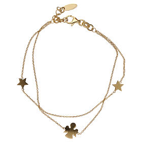 Bracelet golden 925 silver with stars and angel charm, AMEN