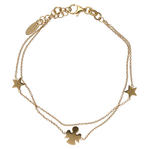 Bracelet golden 925 silver with stars and angel charm, AMEN | online ...