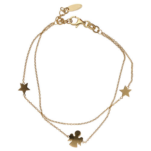 Bracelet golden 925 silver with stars and angel charm, AMEN 2