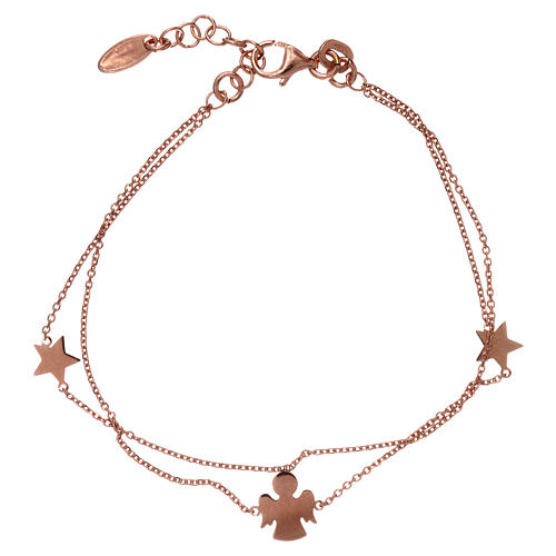 Bracelet argent 925 rosé étoiles et ange AMEN 2