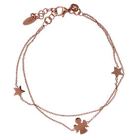 Bracciali AMEN: Bracciale argento 925 rosé angelo e stelle AMEN
