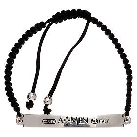 Bracciali AMEN: Bracciale AMEN in corda con placca in argento 925