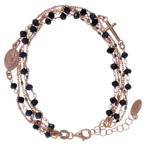 AMEN bracelet in pink 925 silver and black zircon crystals 1