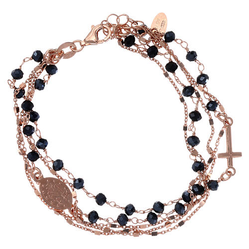 AMEN bracelet in pink 925 silver and black zircon crystals 2