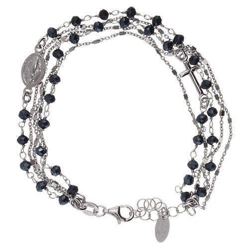 AMEN bracelet in pink 925 silver with black and grey crystals 1