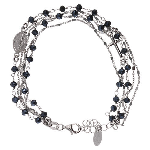 Bracelet in 925 silver with grey and black crystals AMEN 1