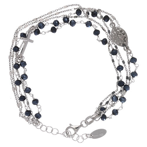 Bracelet in 925 silver with grey and black crystals AMEN 2