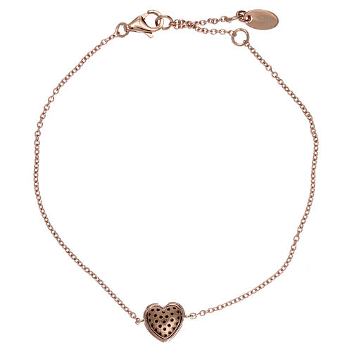 Sterling silver heart charm bracelet with black zircons 2