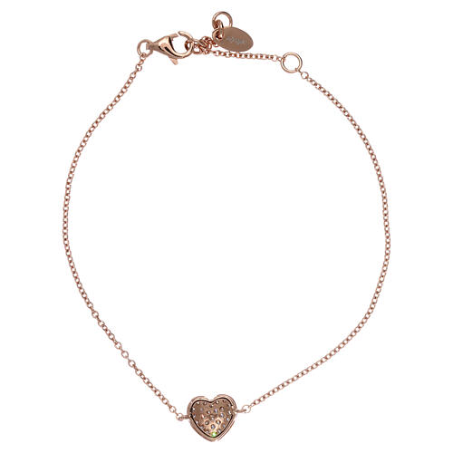 AMEN bracelet of pink 925 silver, heart with white zircons 2