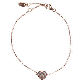 Bracelet AMEN argent 925 rosé breloque coeur avec zircons blancs