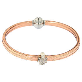 Bracciali AMEN: Bracciale AMEN angelo zirconi argento 925 lurex rosé