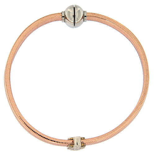 Pulseira AMEN anjo zircões prata 925 lurex rosé 1