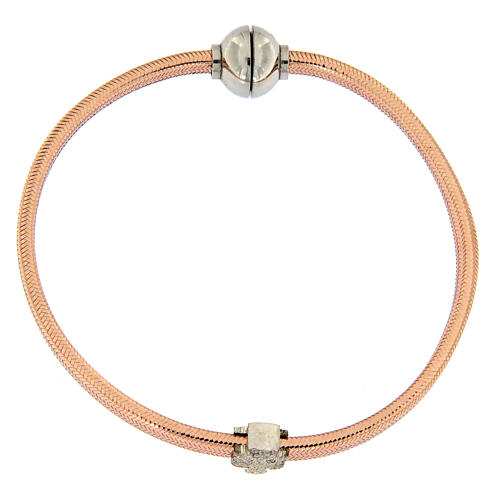 Pulseira AMEN anjo zircões prata 925 lurex rosé 4
