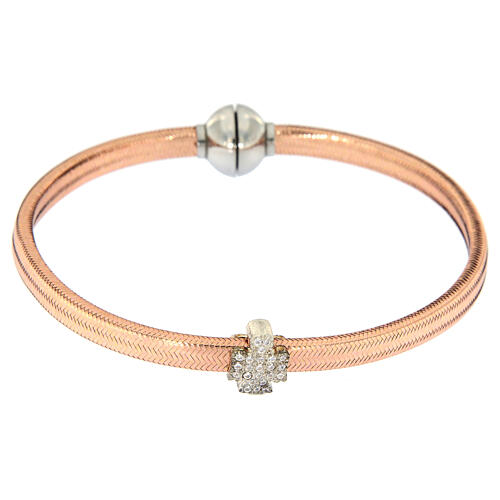 AMEN bracelet angel zircons 925 silver and rosé lurex 2