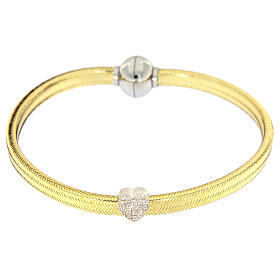 AMEN bracelet with heart-shaped charm, golden lurex and 925 silver