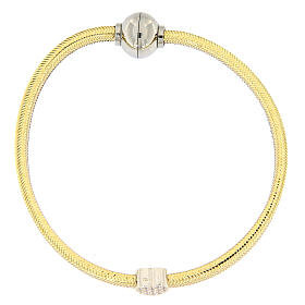 AMEN bracelet heart zircons 925 silver and gold plated lurex