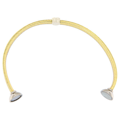 AMEN bracelet heart zircons 925 silver and gold plated lurex 3