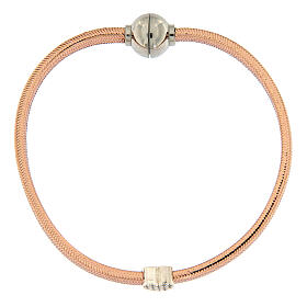 Bracciali AMEN: Bracciale AMEN lurex rosa cuore argento zirconi