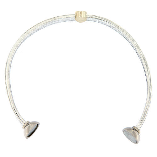 AMEN bracelet with heart-shaped charm, silver lurex and 925 silver 3