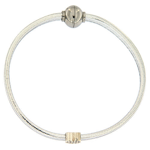 AMEN Bracelet silver-plated lurex heart and zircons 1