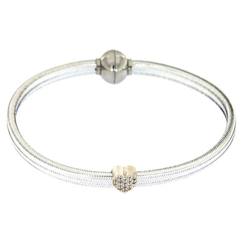 AMEN Bracelet silver-plated lurex heart and zircons 2