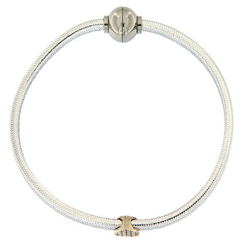 AMEN Bracelet silver-plated lurex heart and zircons 4