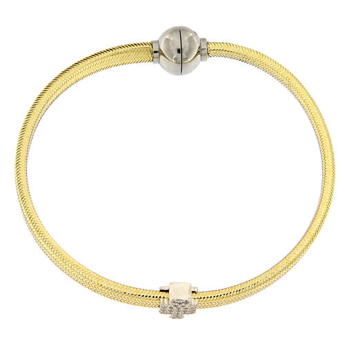 Armband von AMEN aus goldenem Lurex, 925er Silber und Engel mit Zirkoniasteinen 4