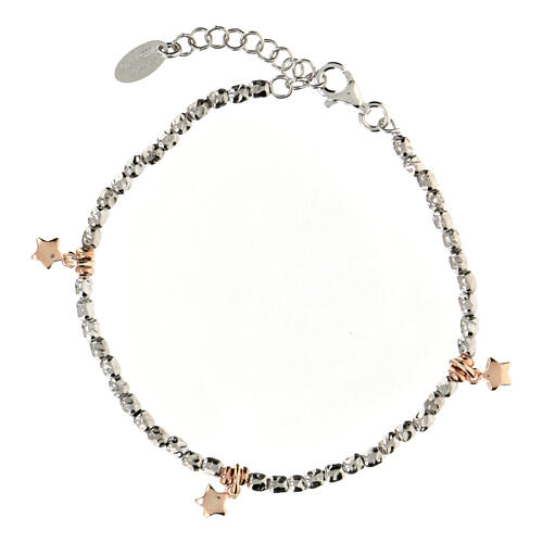 AMEN bracelet with rosé stars, rhodium-plated 925 silver 1