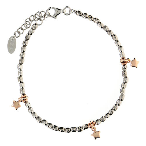 Bracelet AMEN en argent 925 rhodié avec étoiles rosées 3