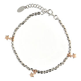 Pink star bracelet in 925 silver rhodium finish AMEN