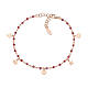 Bracelet AMEN en argent 925 rosé avec symboles et cristaux rouges s1