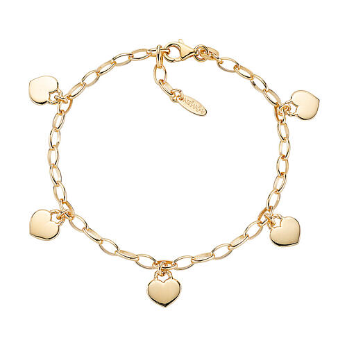 AMEN bracelet with heart-shaped charms, gold plated 925 silver 1