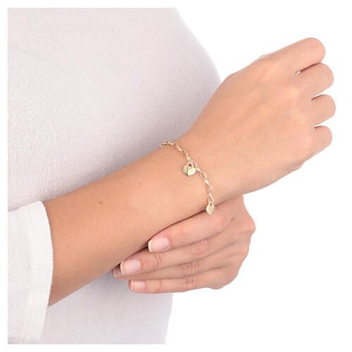 AMEN bracelet with heart-shaped charms, gold plated 925 silver 2