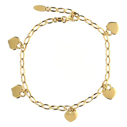 AMEN bracelet with heart-shaped charms, gold plated 925 silver 3