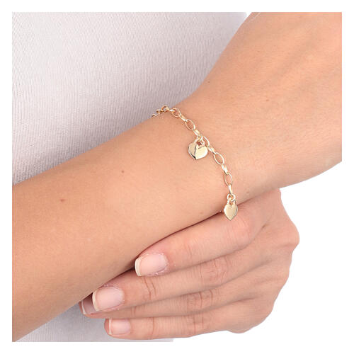 AMEN bracelet with heart-shaped charms, gold plated 925 silver 4