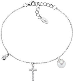 Perlen- und Zirkonia-Armband AMEN aus 925er Silber