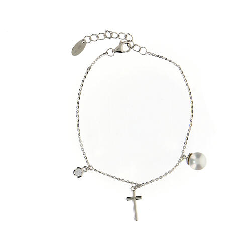 Perlen- und Zirkonia-Armband AMEN aus 925er Silber 3