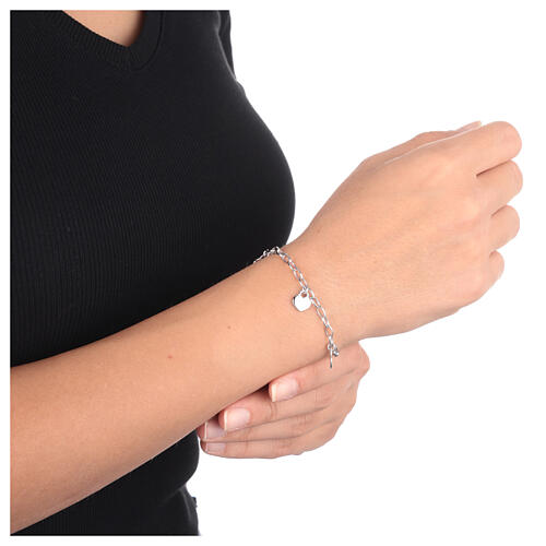 Armband AMEN aus Silber 925 mit rhodinierter Oberfläche und Herzdetails 2
