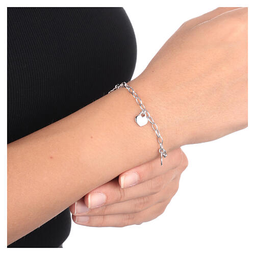 Armband AMEN aus Silber 925 mit rhodinierter Oberfläche und Herzdetails 4