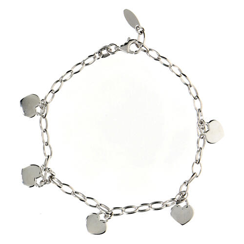 AMEN bracelet with heart-shaped charms, rhodium-plated 925 silver 3